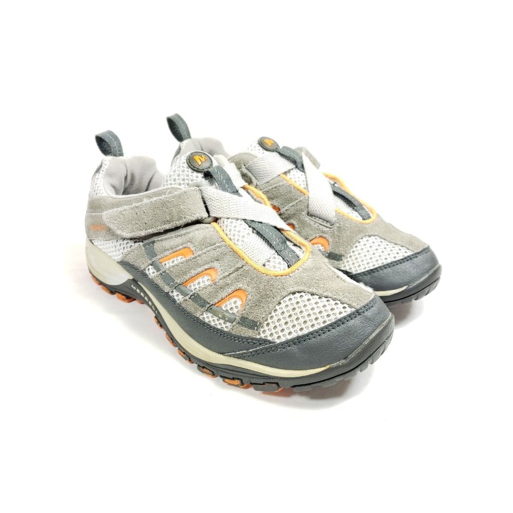 Merrell Big Kids Size 4 Trail Shoes Gray Leather Mesh